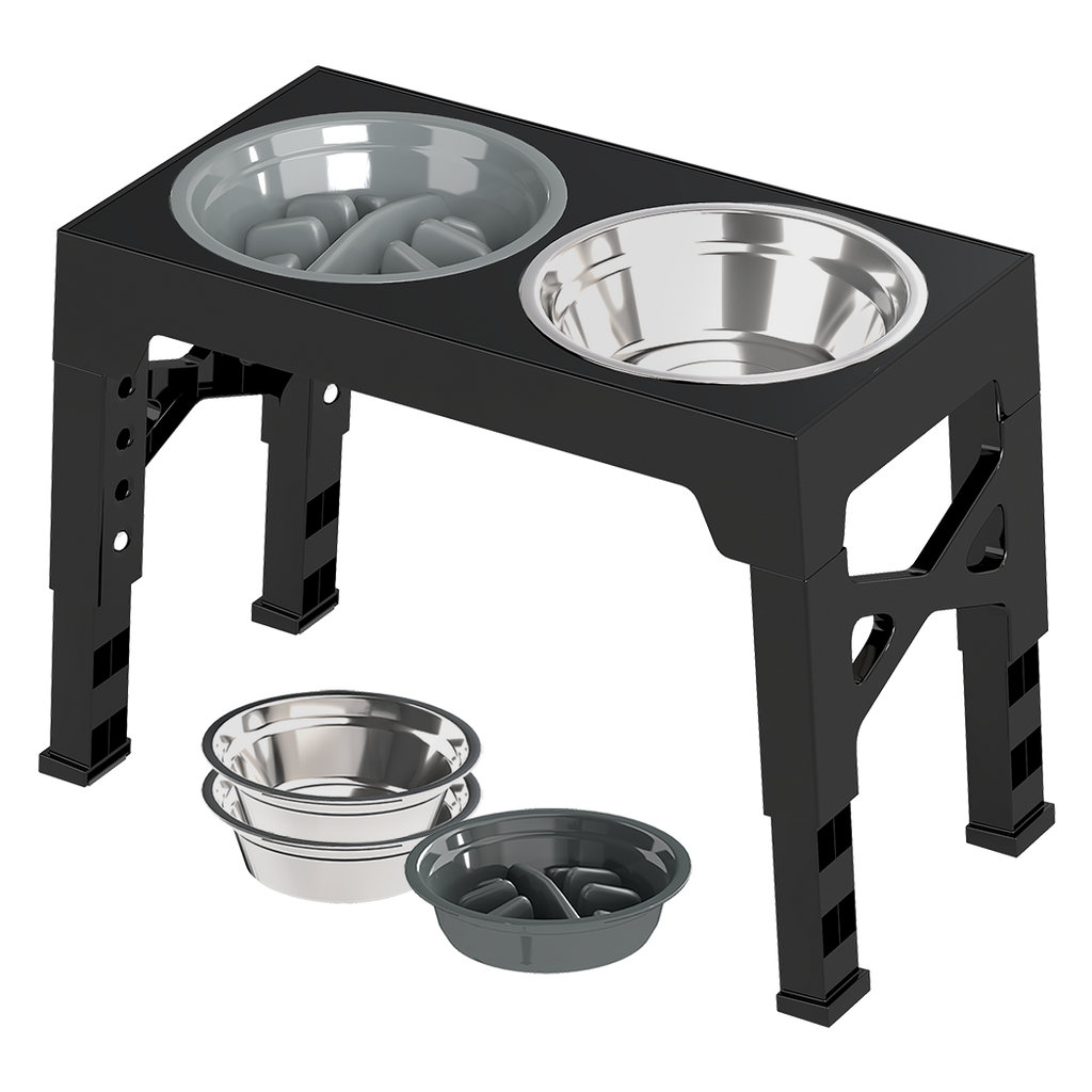 PaWz Elevated Dog Bowls 2 Stainless Steel Bowls and 1 Slow Feeder Bowl-1973193549021319176