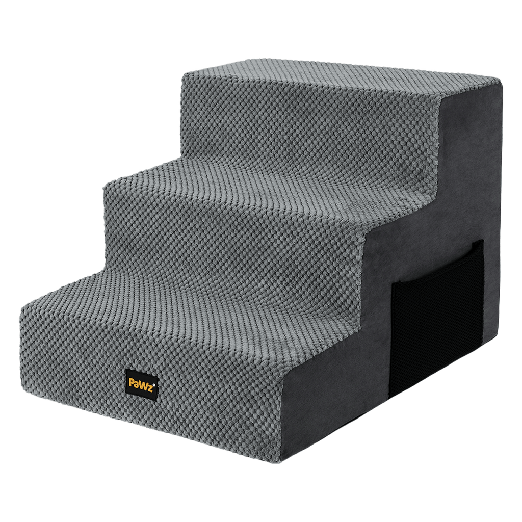 Pawz 3 Steps Pet Stairs Dog Ramp High Density Foam Grey-1973194194403069960