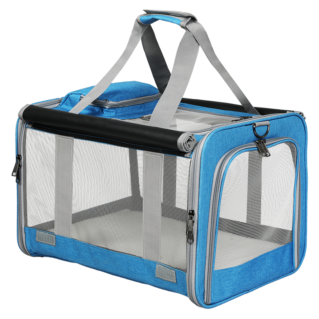 Pawz 3 in 1 Pet Soft Crate Dog Cat Carrier M Size Blue-1975420341031407624