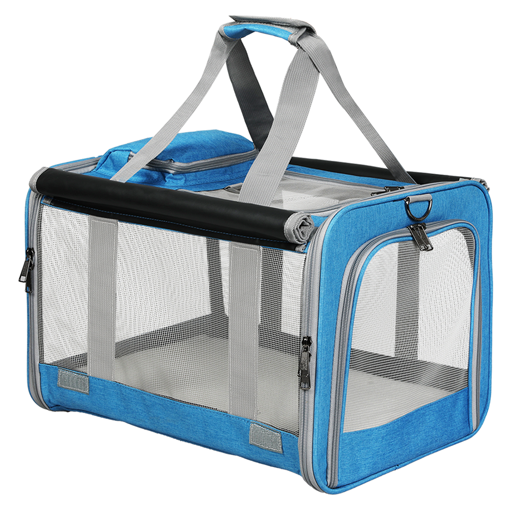 Pawz 3 in 1 Pet Soft Crate Dog Cat Carrier M Size Blue-1975420341031407624