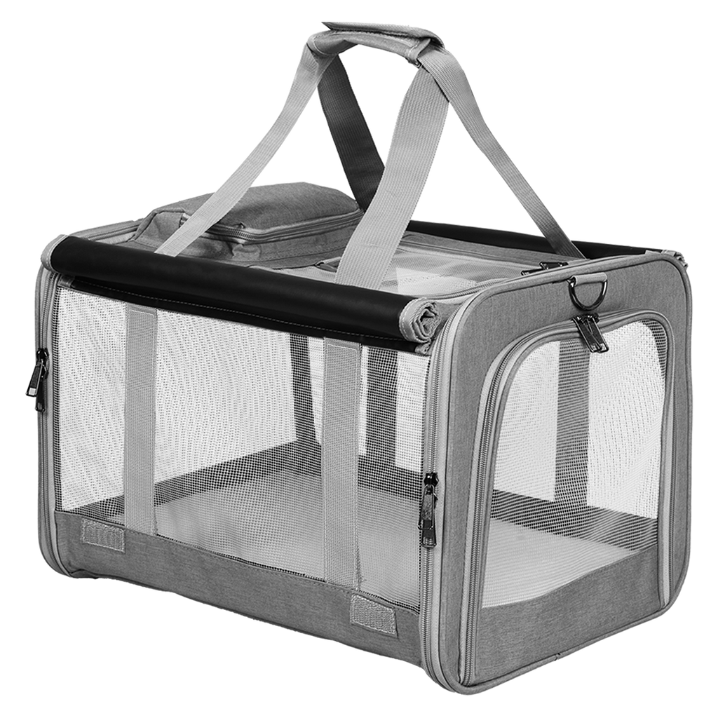 Pawz 3 in 1 Pet Soft Crate Dog Cat Carrier M Size Grey-1975420341211762696