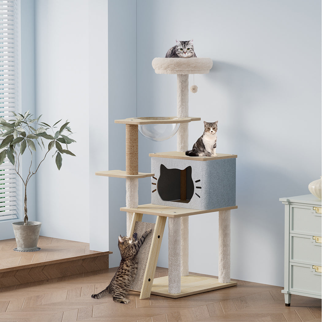 Pawz Cat Tree Tower Scratcher Wood Condo House 120cm-1973193540364275718
