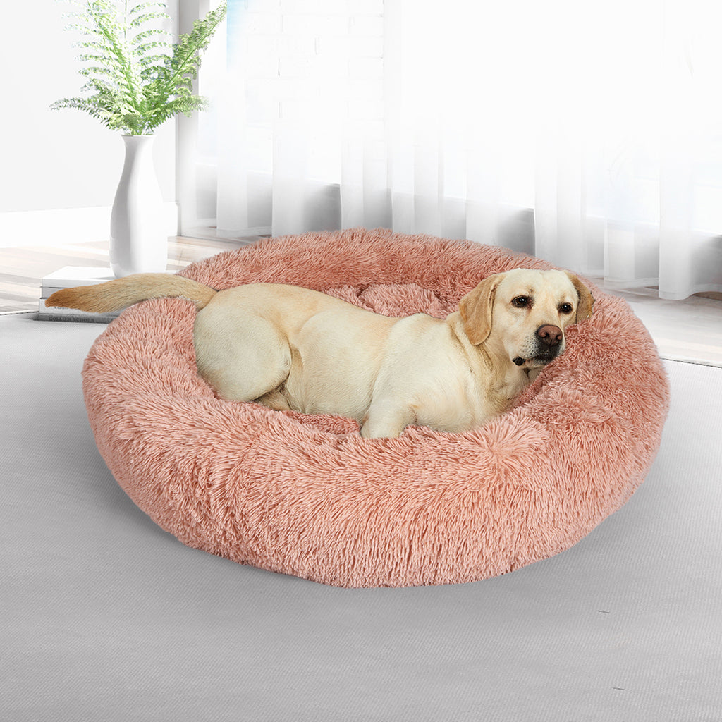 PaWz Pet Bed Cat Dog Donut Nest Calming M Pink Medium-1973193904194981894