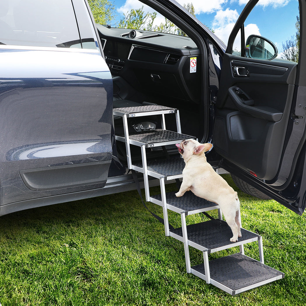PaWz 6 Steps Dog Ramp Adjustable Height Black-1973193664230461446