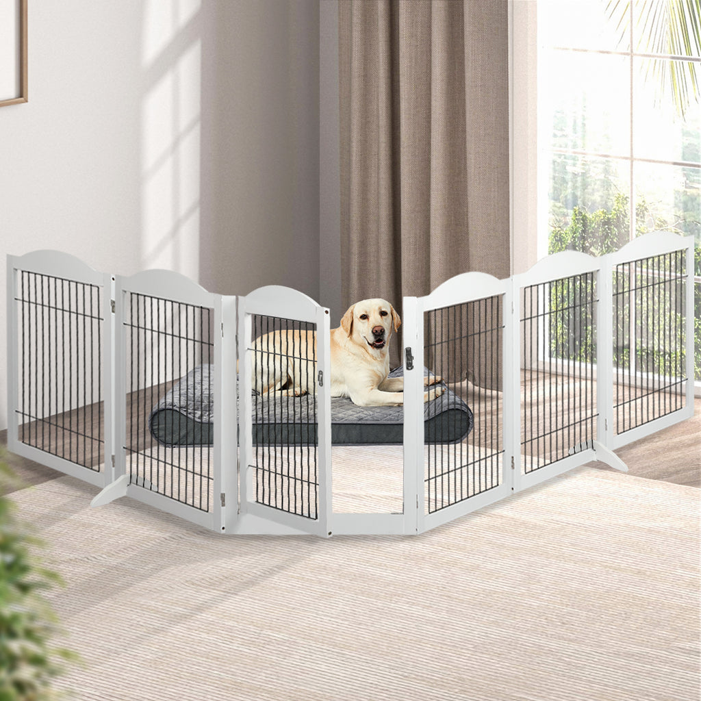 PaWz 6 Panels Pet Dog Playpen Puppy White-1973193674594586630