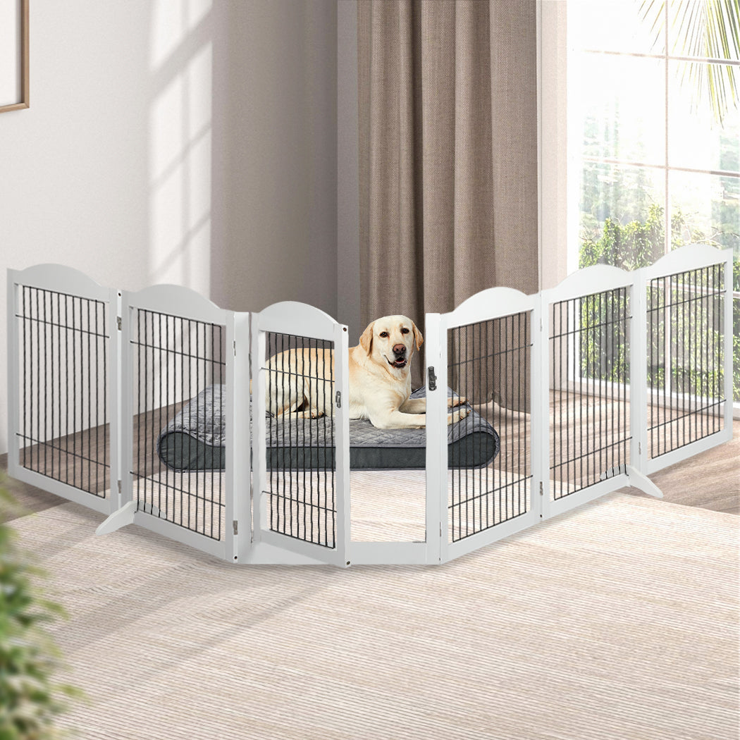 PaWz 6 Panels Pet Dog Playpen Puppy White-1973193674594586630