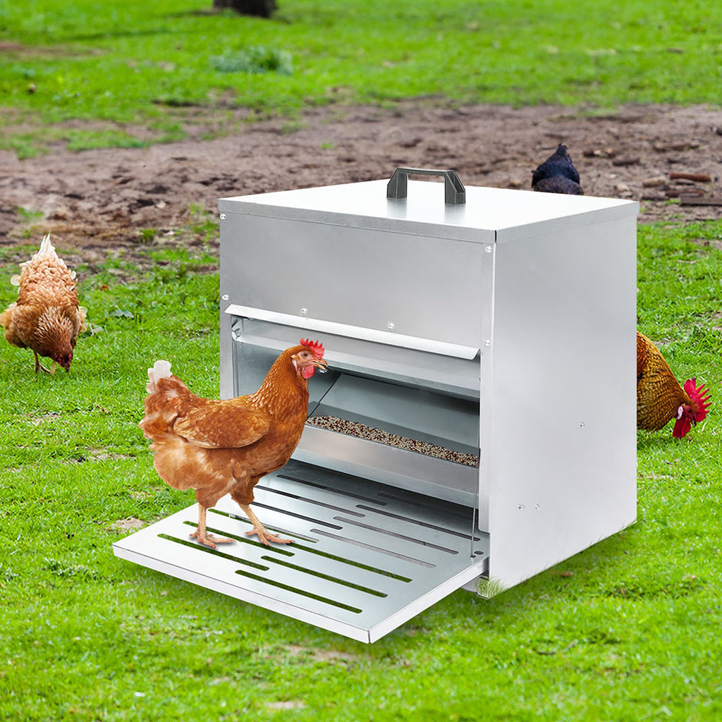 PaWz 10KG Auto Chicken Feeder Dispenser Galvanised Steel-1973193513172602886