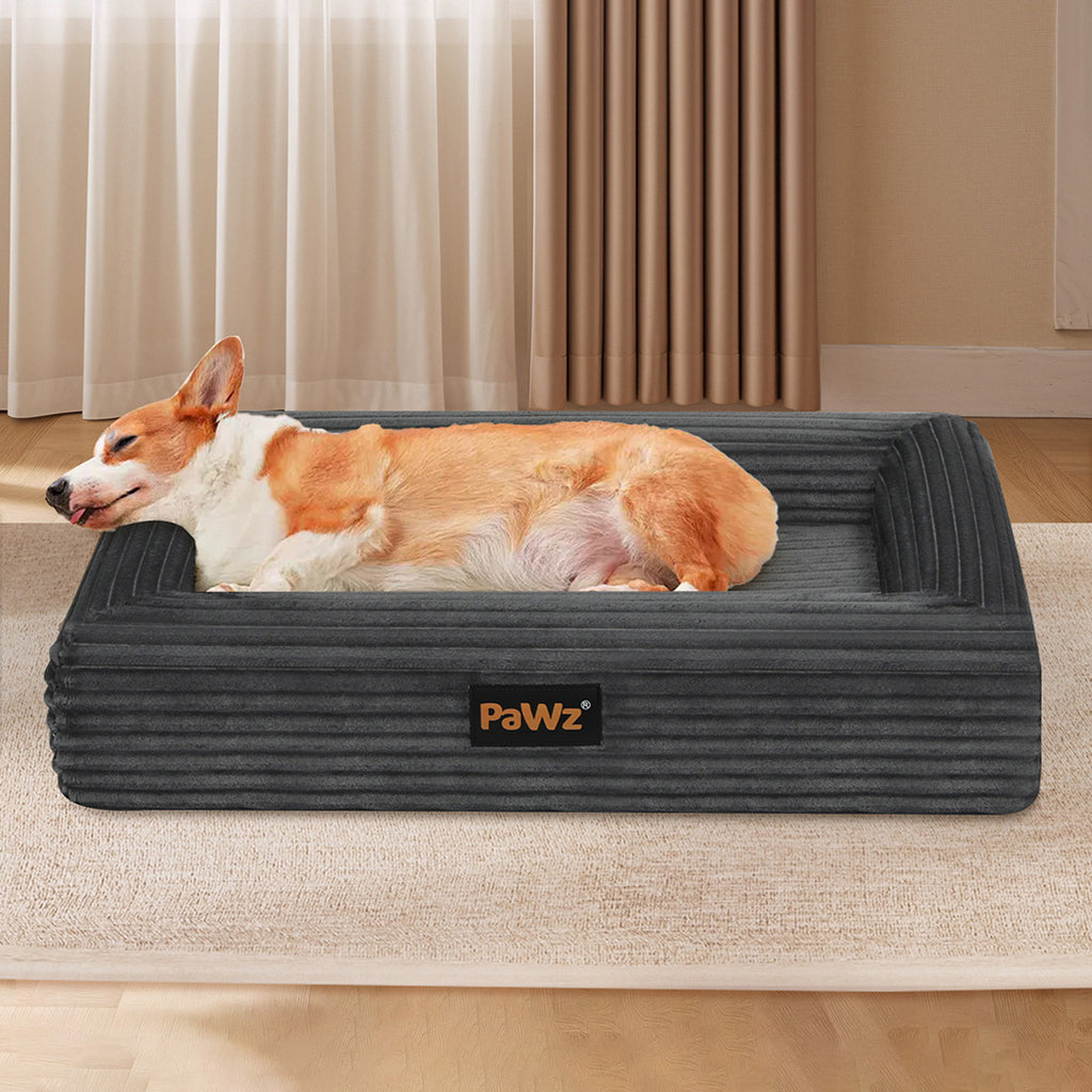 Pawz L Size Orthopedic Dog Bed with Corduroy Removable Cover Waterproof Washable Grey-1973193547268100102