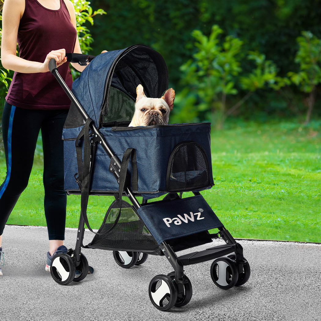 PaWz Large Pet Stroller Dog Cat Carrier Blue-1973193718429257734