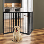 PaWz 3 Panels Wooden Pet Gate Dog Fence Black 139CM-1973193641983873030