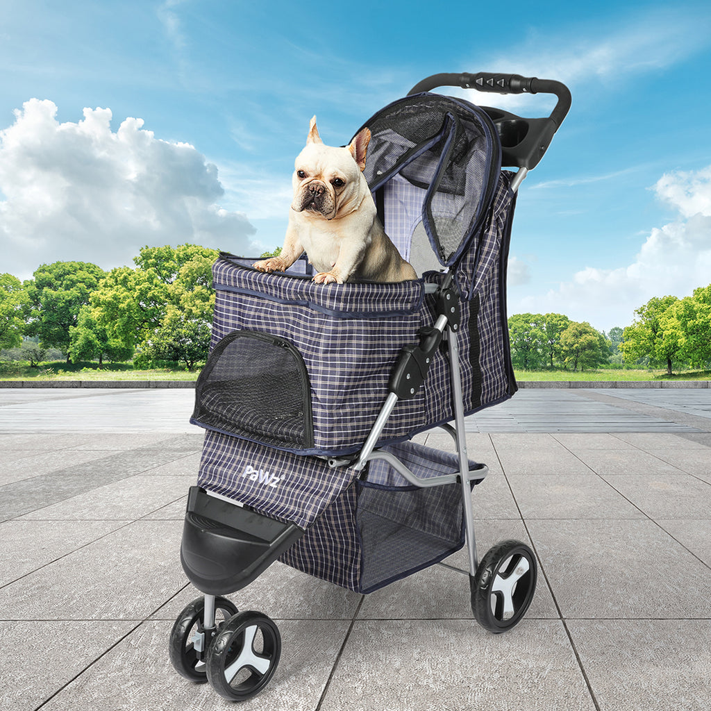 PaWz Large Pet Stroller Dog Cat Carrier Plaid-1973193718055964678