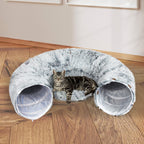 Pawz Cat Tunnel Foldable Fluffy Plush Play Tube Grey-1973193512761561095