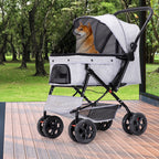 PaWz Pet Stroller Pram Dog Carrier Trailer Grey-1973193719360393223