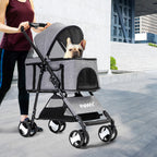 PaWz Large Pet Stroller Dog Cat Travel Grey-1973193718618001415
