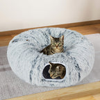 Pawz Cat Tunnel Foldable Fluffy Plush Play Tube Grey-1973193512761561094