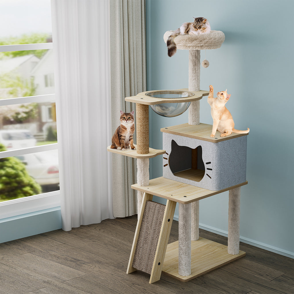 Pawz Cat Tree Tower Scratcher Wood Condo House 120cm-1973193540364275719
