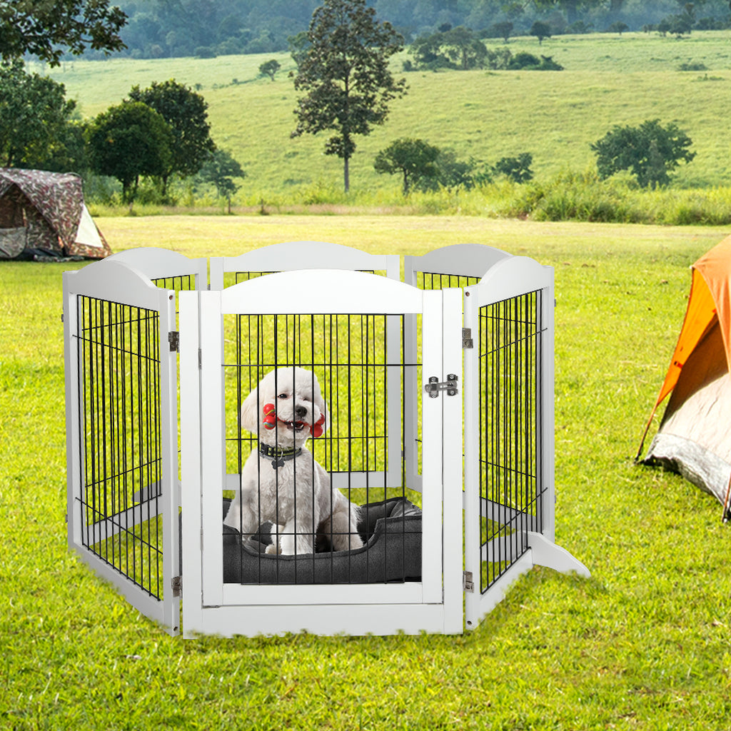 PaWz 6 Panels Pet Dog Playpen Puppy White-1973193674594586631