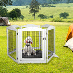 PaWz 6 Panels Pet Dog Playpen Puppy White-1973193674594586631