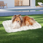Pawz L Size Orthopedic Dog Bed with Sherpa Plush Removable Cover in White-1975420344915333127