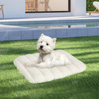 Pawz S Size Orthopedic Dog Bed with Sherpa Plush Removable Cover in White-1975420345624170503