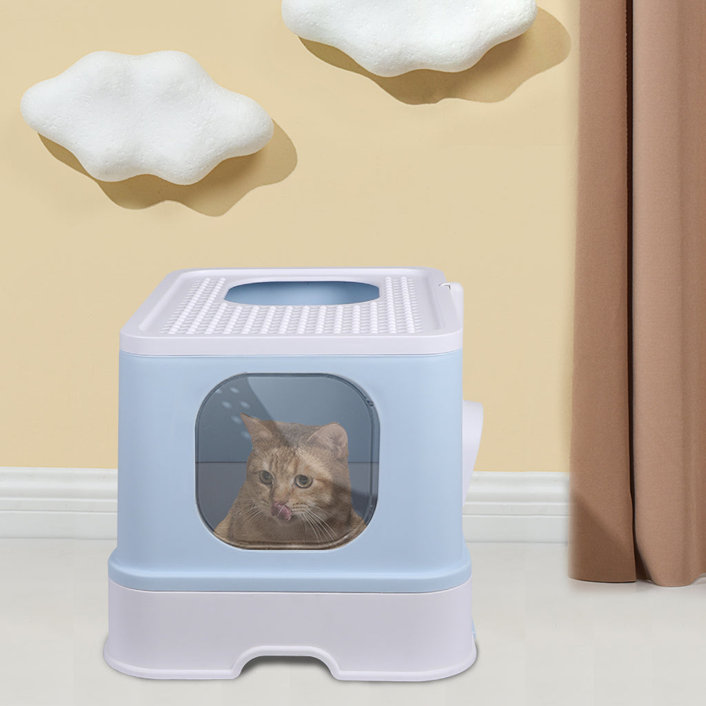 PaWz Cat Litter Box Fully Enclosed Kitty Blue-1973193623709290503