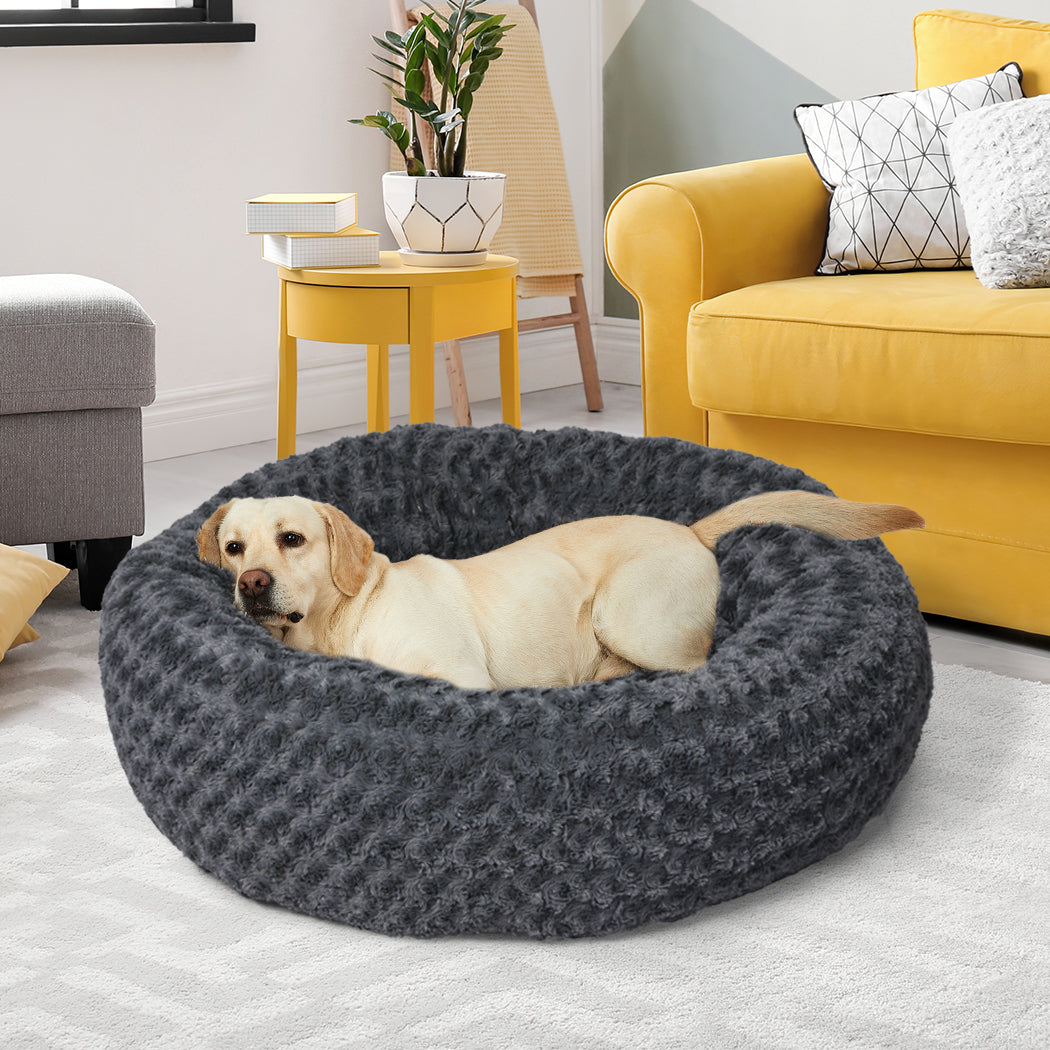 PaWz Calming Dog Bed Warm Soft Plush L Dark Grey Large-1973193664826052615