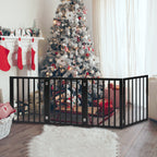 PaWz 4 Panels Wooden Pet Gate Dog Fence Black 600x 3MM-1973193642772402183