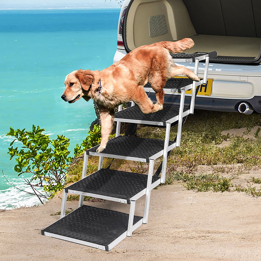 PaWz 6 Steps Dog Ramp Adjustable Height Black-1973193664230461447