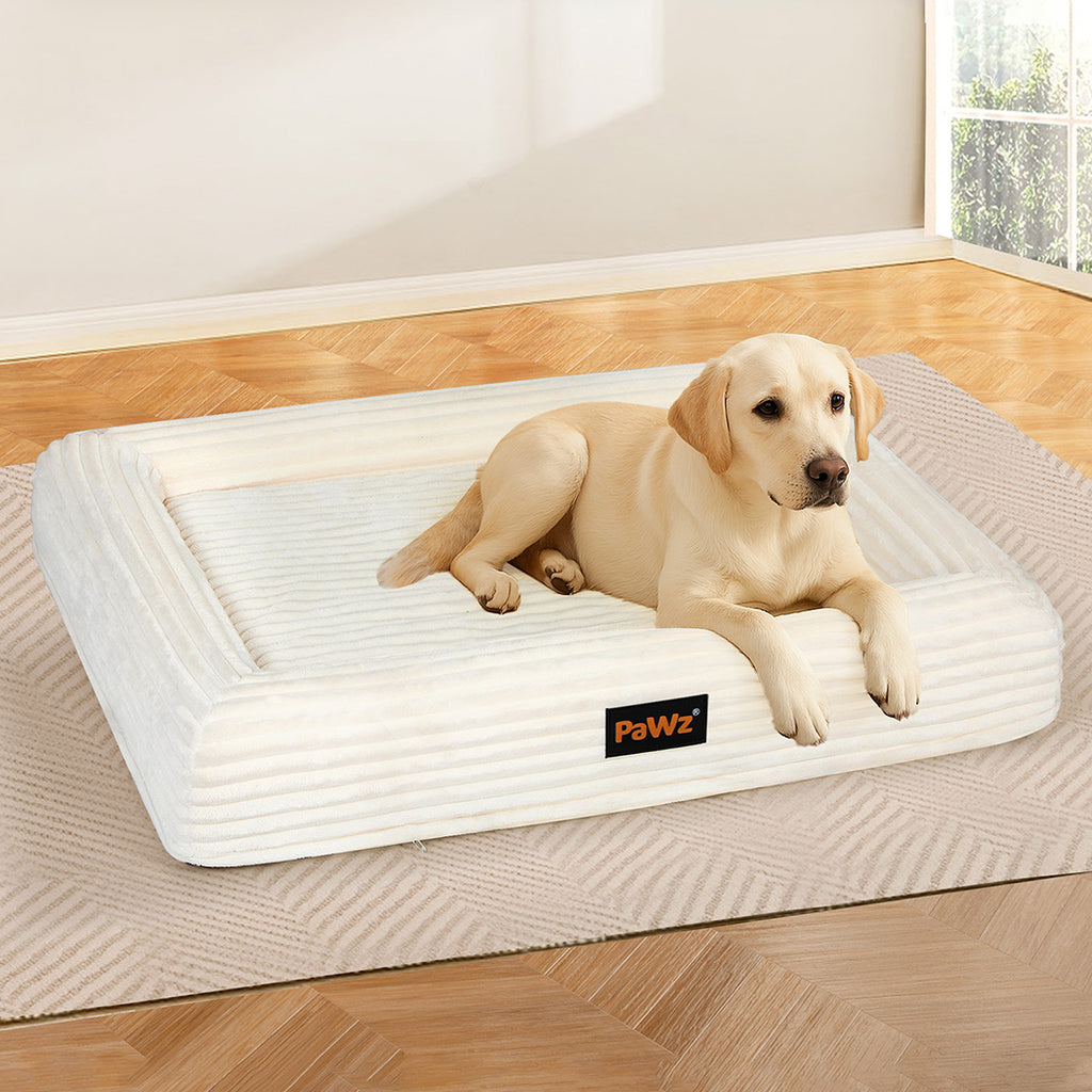 Pawz XL Size Orthopedic Dog Bed with Corduroy Removable Cover Waterproof Washable Beige-1975420347792625671