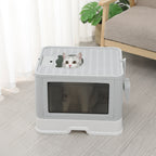 PaWz Foldable Cat Litter Box Tray Enclosed Grey-1975420460250304519