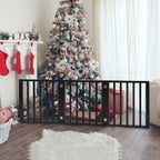 PaWz 3 Panels Wooden Pet Gate Dog Fence Black 139CM-1973193641983873031