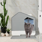 PaWz Fully Enclosed Cat Litter Box Mat Grey-1975420395884515335