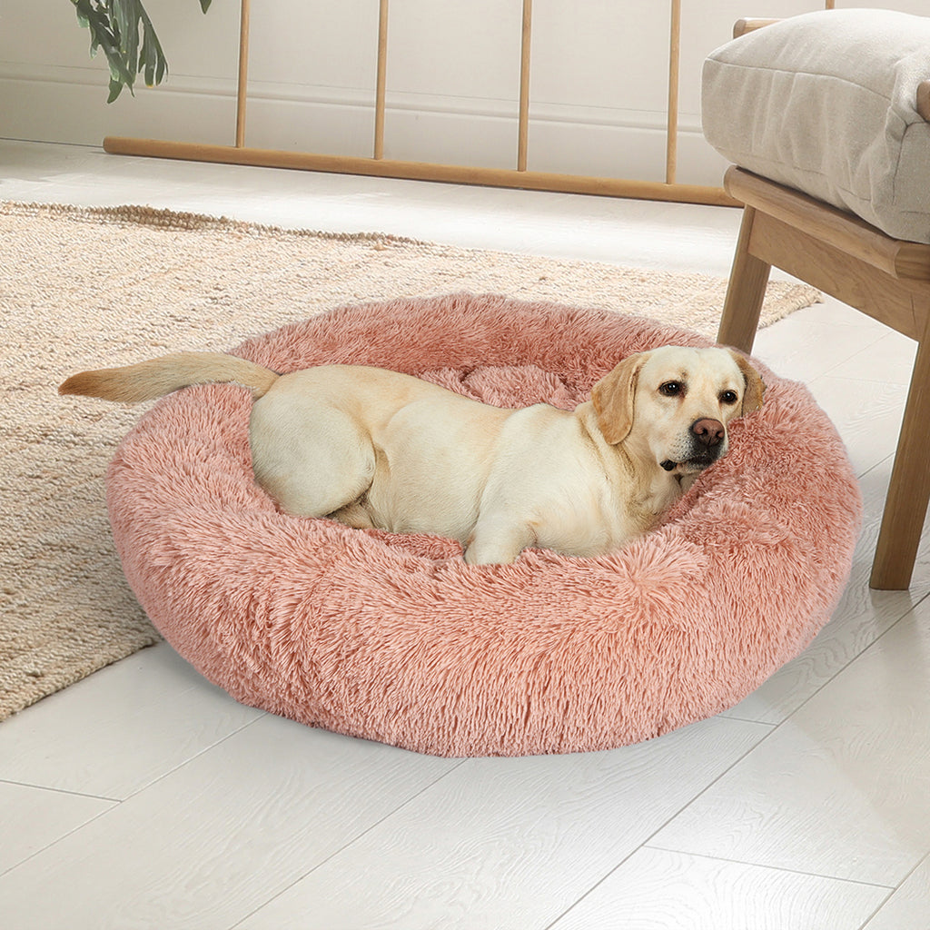 PaWz Pet Bed Cat Dog Donut Nest Calming M Pink Medium-1973193904194981895