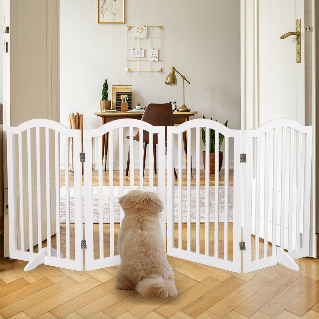 PaWz Wooden Pet Gate Dog Fence Safety White-1973193663785865223