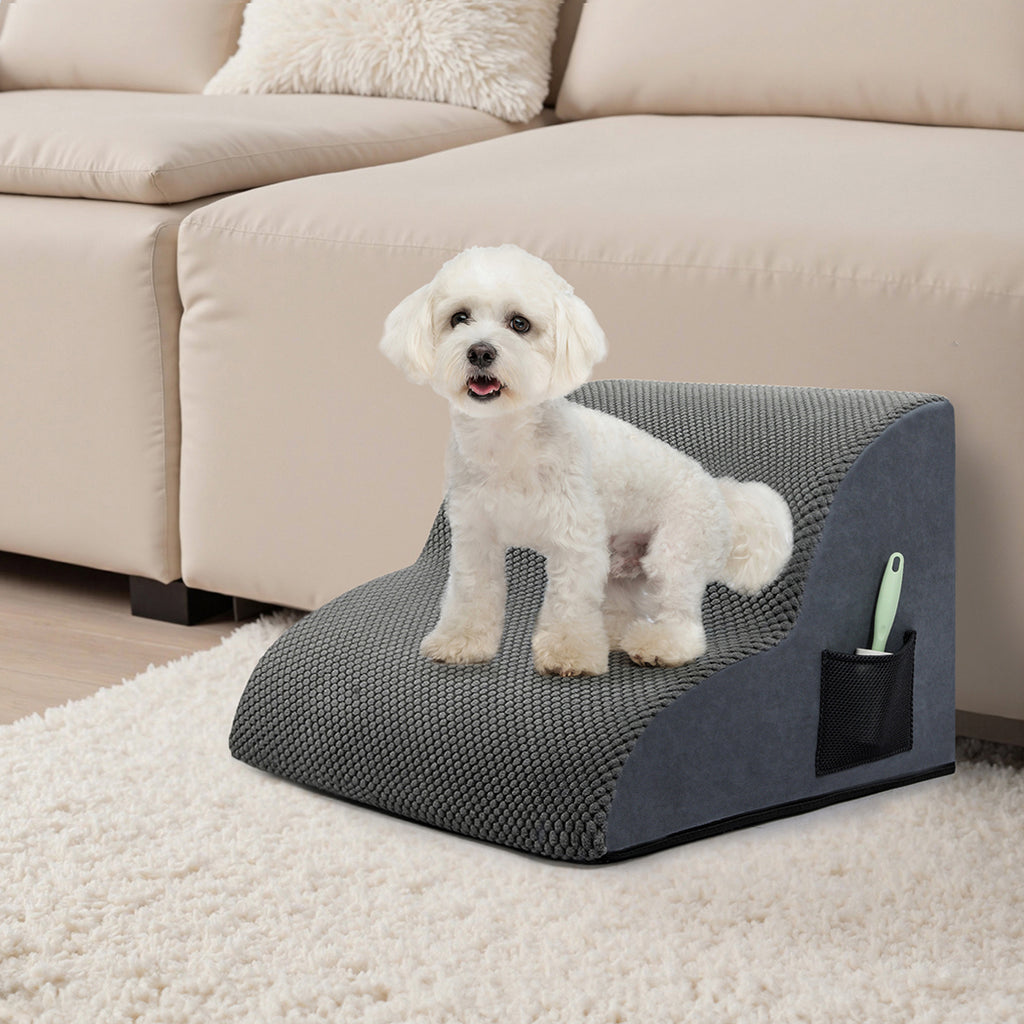Pawz 2 Steps Pet Stairs Dog Ramp High Density Foam Grey-1973193549214257159
