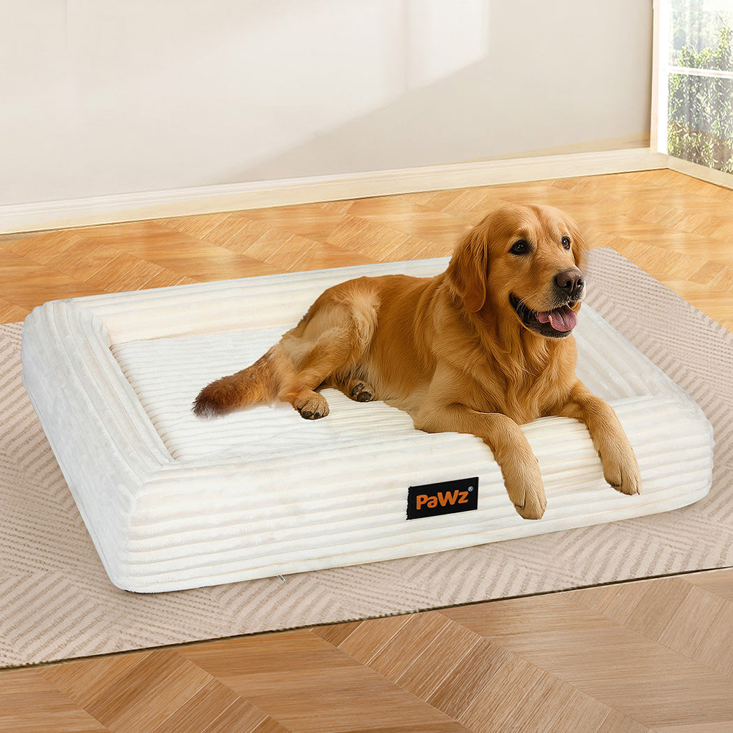 Pawz XXL Size Orthopedic Dog Bed with Corduroy Removable Cover Waterproof Washable Beige-1975420347981369351