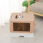 PaWz Foldable Cat Litter Box Tray Enclosed Pink-1975420460430659591