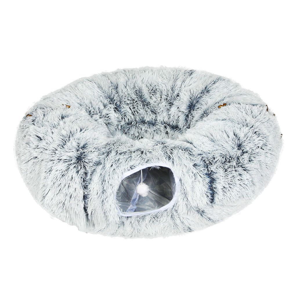 Pawz Cat Tunnel Foldable Fluffy Plush Play Tube Grey-1973193512761561088