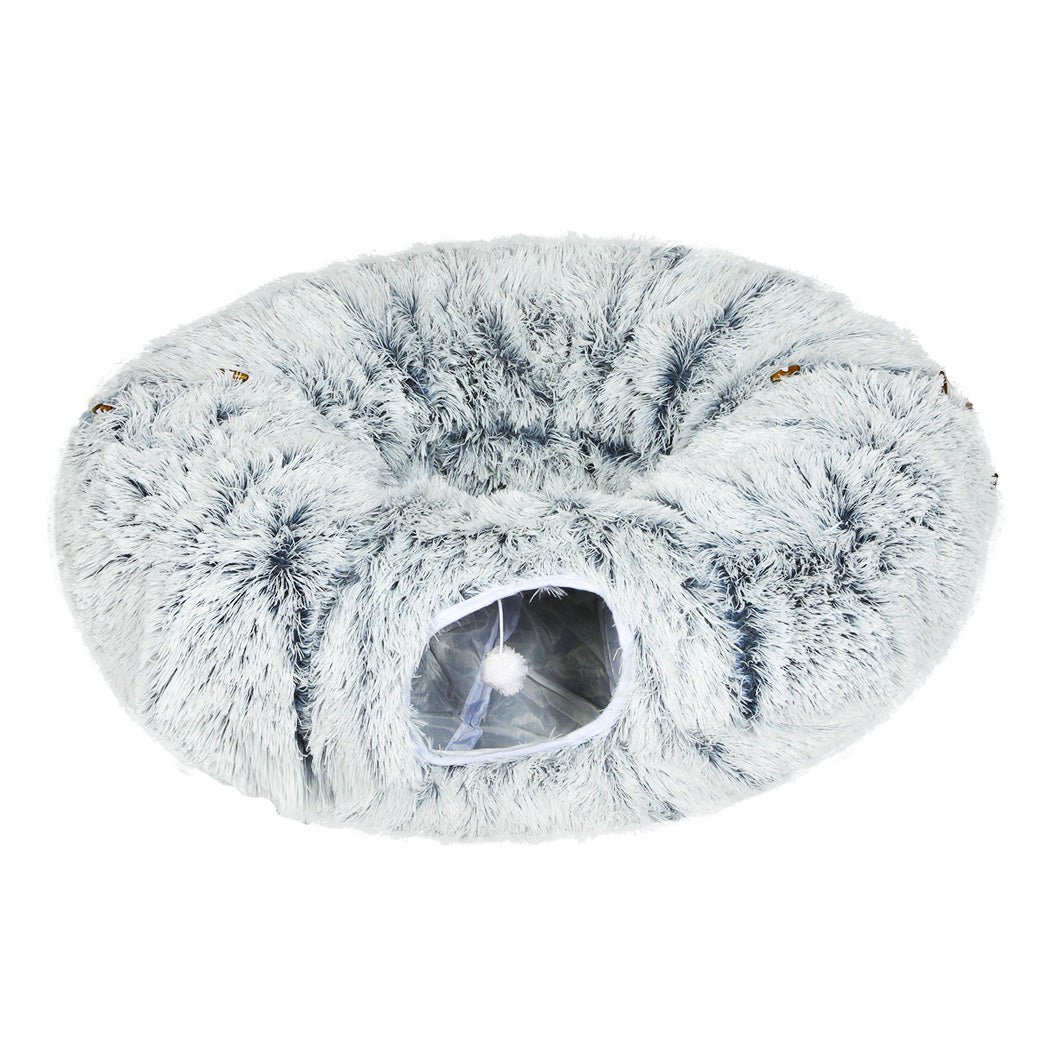 Pawz Cat Tunnel Foldable Fluffy Plush Play Tube Grey-1973193512761561088
