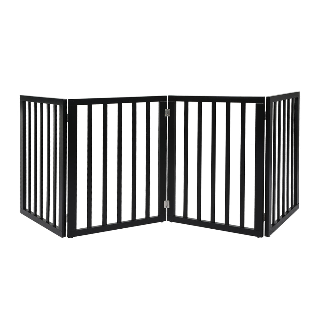PaWz 4 Panels Wooden Pet Gate Dog Fence Black 600x 3MM-1973193642772402176