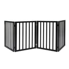 PaWz 4 Panels Wooden Pet Gate Dog Fence Black 600x 3MM-1973193642772402176