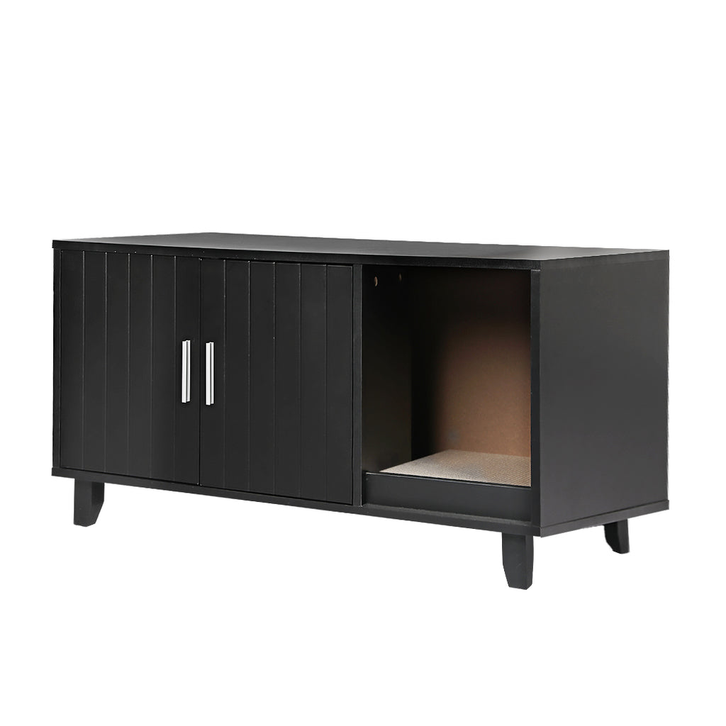 PaWz Enclosed Cat Litter Cabinet Box Black-1975420459243671552