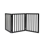 PaWz 3 Panels Wooden Pet Gate Dog Fence Black 139CM-1973193641983873024