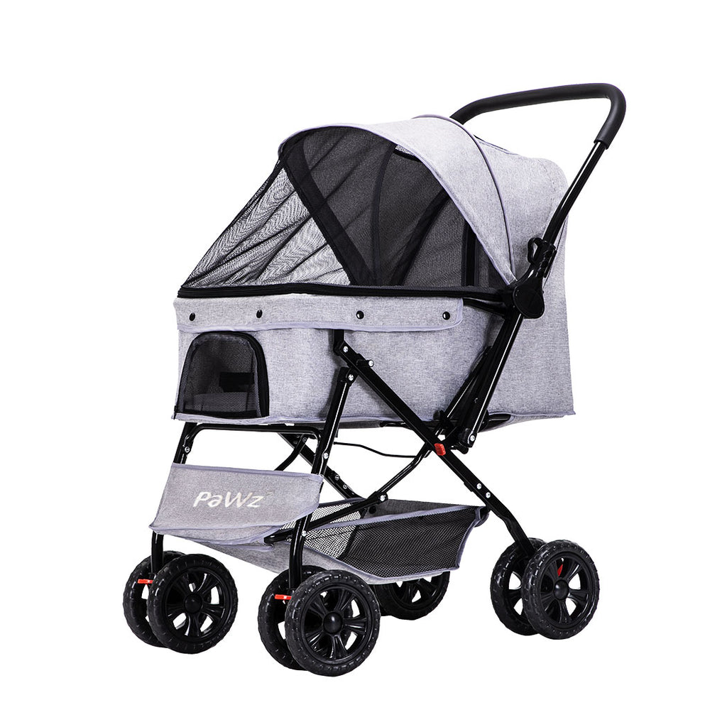 PaWz Pet Stroller Pram Dog Carrier Trailer Grey-1973193719360393216