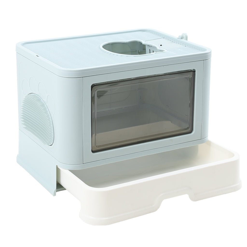 PaWz Foldable Cat Litter Box Tray Enclosed Blue-1975420460065755136