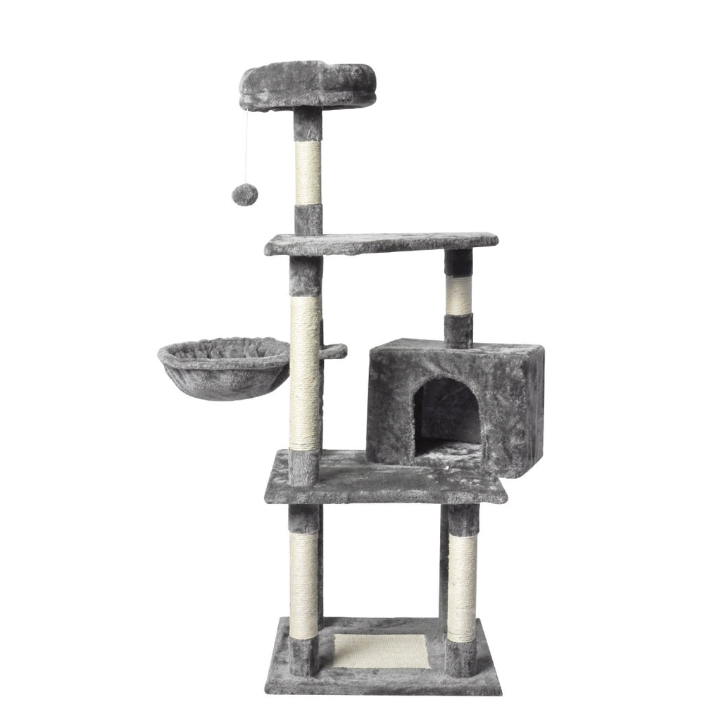 PaWz 130cm Cat Tree Toy Scratching Post Grey-1975420471298101248