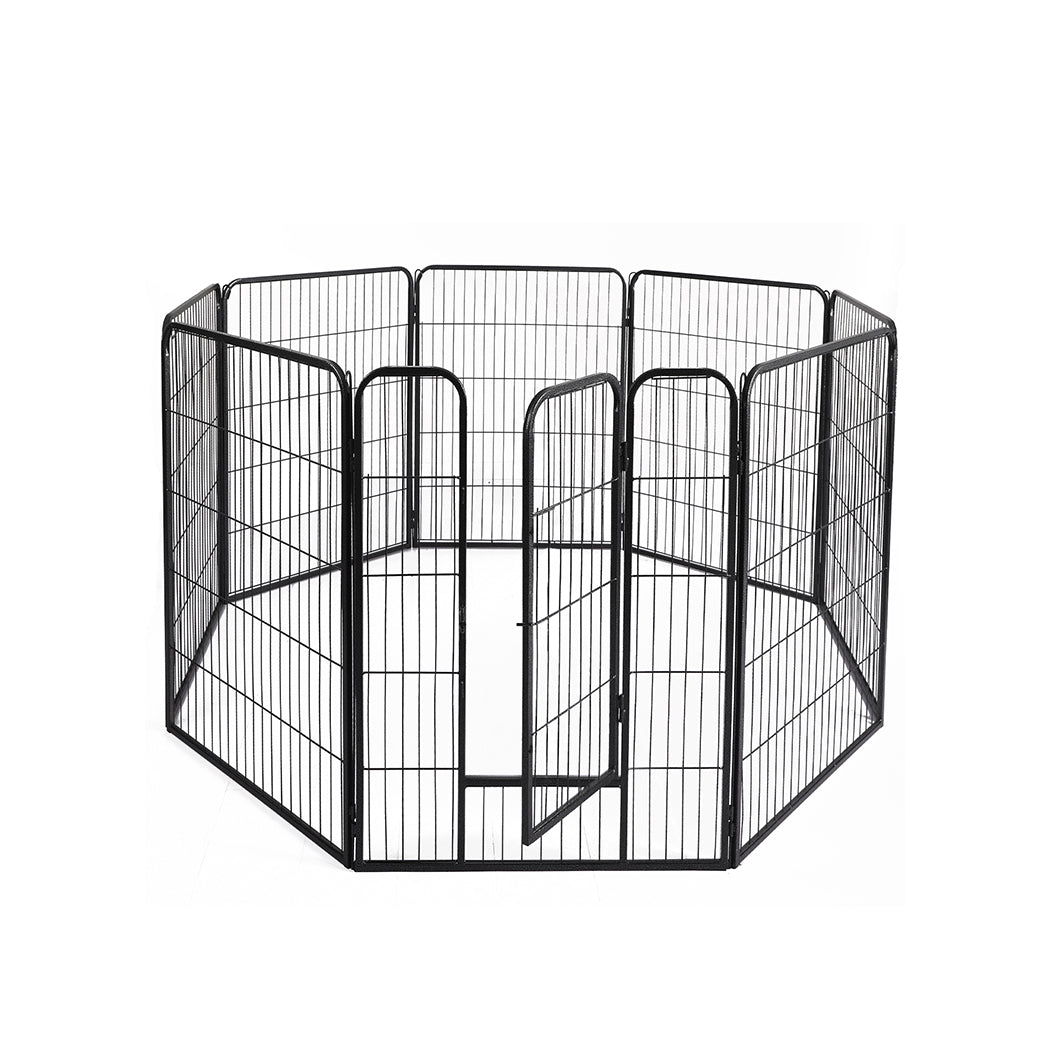 PaWz 8 Panel Pet Dog Playpen Puppy Exercise Black 24 inch-1975420507511721984