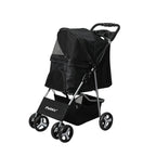 PaWz 4 Wheels Pet Stroller Dog Cat Cage Black-1973193718240514048
