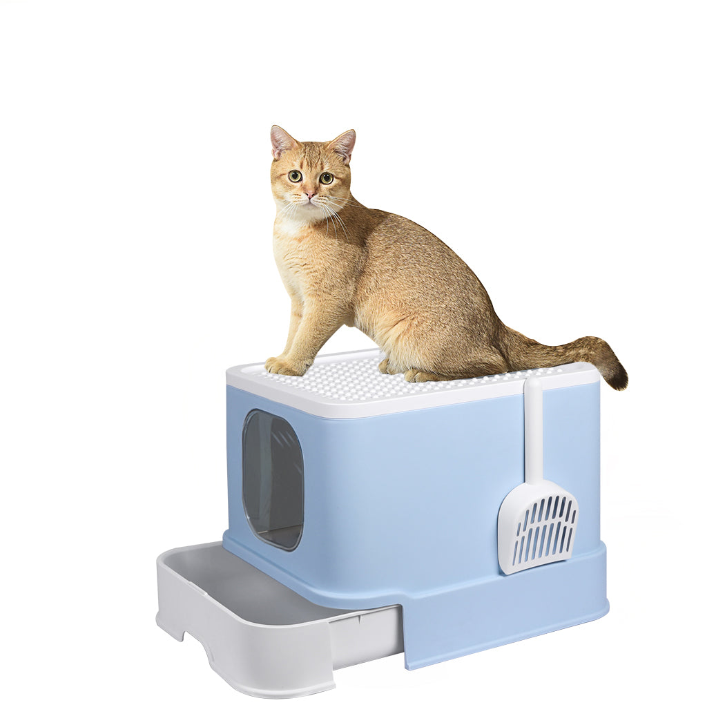 PaWz Cat Litter Box Fully Enclosed Kitty Blue-1973193623709290496