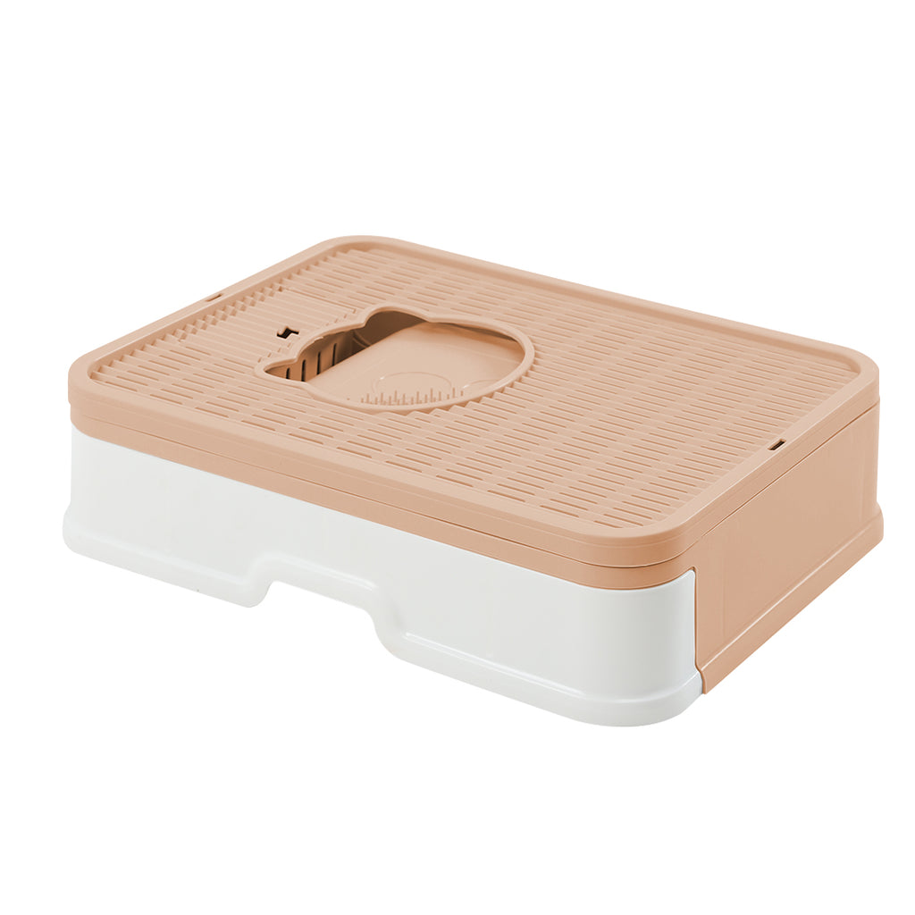 PaWz Foldable Cat Litter Box Tray Enclosed Pink-1975420460430659585